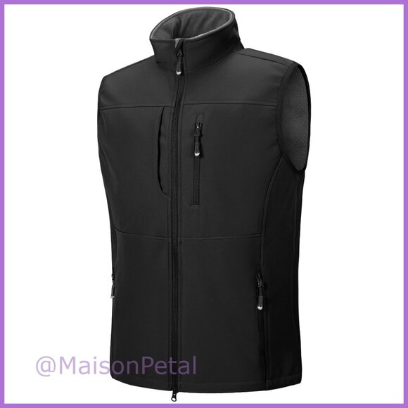 Lightweight Fleece Lined Windproof Softshell Vest for Golf Running Hiking